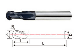 2 edged ball end mill