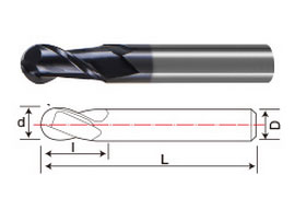 2 edged ball end mill