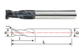 2 edged round nose end mill