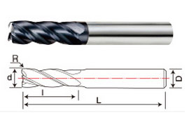 4 edged round nose end mill